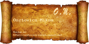 Osztovics Miksa névjegykártya